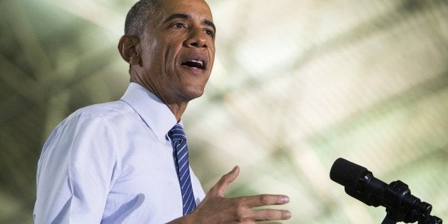 US President Barack Obama speaks about the economy at Boise State University in Boise, Idaho, January 21, 2015. Obama is traveling on a 2-day, 2 state trip to Idaho and Kansas following his State of the Union address. AFP PHOTO / SAUL LOEB (Photo credit should read SAUL LOEB/AFP/Getty Images)