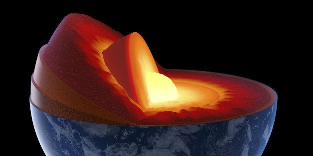 Earth core structure illustrated with geological layers according to scale - isolated on black (Elements of this 3d image furnished by NASA - source maps from http://visibleearth.nasa.gov/)