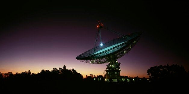 Parkes Radio-Telescope at night CSIRO facility, near Parkes Parkes, New South Wales, Australia. (Photo by Auscape/UIG via Getty Images)