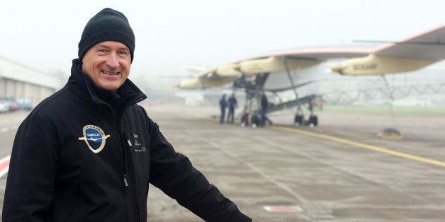 DUBENDORF, SWITZERLAND - NOVEMBER 19: AndrÃ© Borschberg, CEO of Solar Impulse poses during the preparation of the Solar Impulse airplane HB-SIA for a first runway test on November 19, 2009 in Dubendorf, Switzerland. Piccard, psychatrist and aeronaut, who made the first non-stop round-the-world balloon flight, and CEO and former fighter pilot Borschberg plan a round-the-world flight, driven only by solar energy, for 2012. (Photo by Johannes Simon/Getty Images)