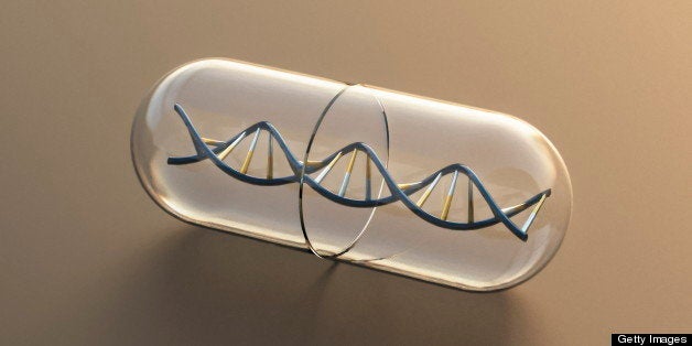 DNA Helix inside a Medical Pill Capsule