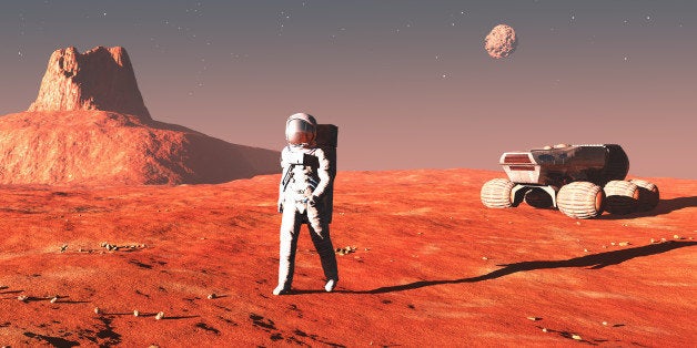 scene of the astronaut on mars