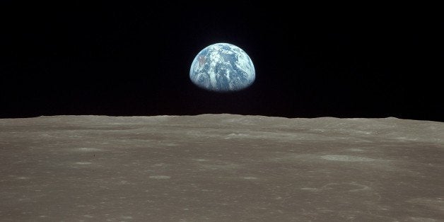 (GERMANY OUT) Spaceflight United States of America, Moon landing of Apollo 11 in 1969: View from lunar module 'Eagle': earthr