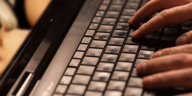 Sex on laptop computer. Pornography