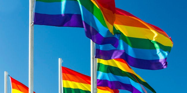 Rainbow flags in the wind. The rainbow flag, sometimes called 'the freedom flag', is commonly used as a symbol of lesbian, gay, bisexual and transgender (LGBT) pride and diversity.