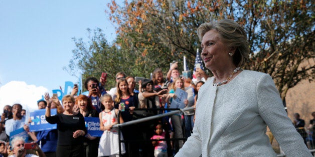 Democratic U.S. presidential nominee Hillary Clinton arrives at an "early voting" campaign rally at Pasco-Hernando State Col