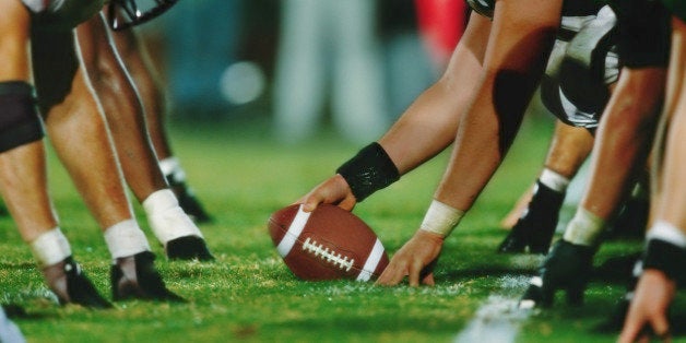 American football line of scrimmage, ground view (Digital Enhancement)