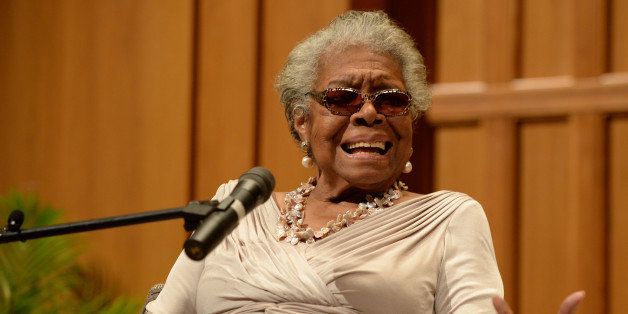 BOCA RATON, FL - JANUARY 16: Dr. Maya Angelou speaks at Congregation B nai Israel on January 16, 2014 in Boca Raton, Florida. (Photo by Larry Marano/Getty Images)