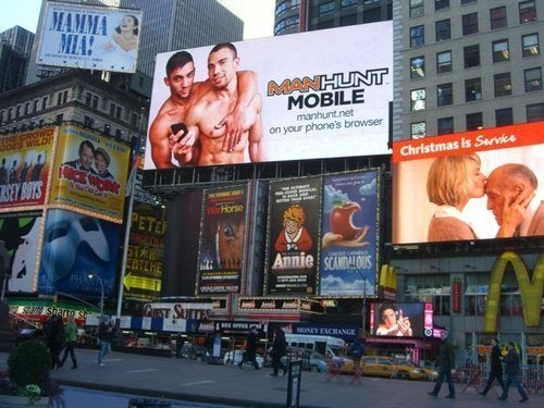 Manhunt Ad Appears In New Yorks Times Square Huffpost Voices 7040