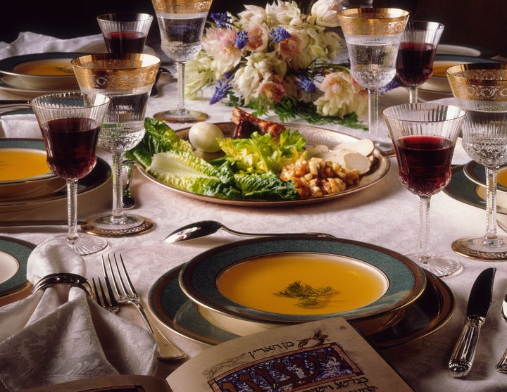 Seder holiday table setting