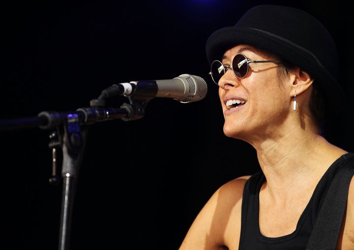 BYRON BAY, AUSTRALIA - APRIL 25: Michelle Shocked performs on stage during day five of the Bluesfest Music Festival at Tyagarah Tea Tree Farm on April 25, 2011 in Byron Bay, Australia. (Photo by Mark Metcalfe/Getty Images)