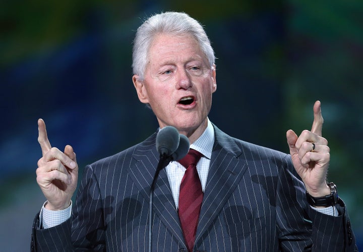 LAS VEGAS, NV - JANUARY 09: Former U.S. President Bill Clinton speaks during a Samsung keynote address at the 2013 International CES at The Venetian on January 9, 2013 in Las Vegas, Nevada. CES, the world's largest annual consumer technology trade show, runs through January 11 and is expected to feature 3,100 exhibitors showing off their latest products and services to about 150,000 attendees. (Photo by Justin Sullivan/Getty Images)