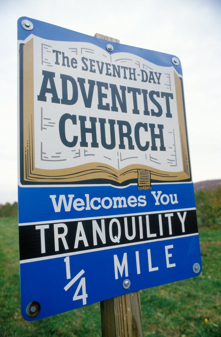 Seventh-Day Adventist Church sign in New Jersey (Photo by Visions of America/UIG via Getty Images)