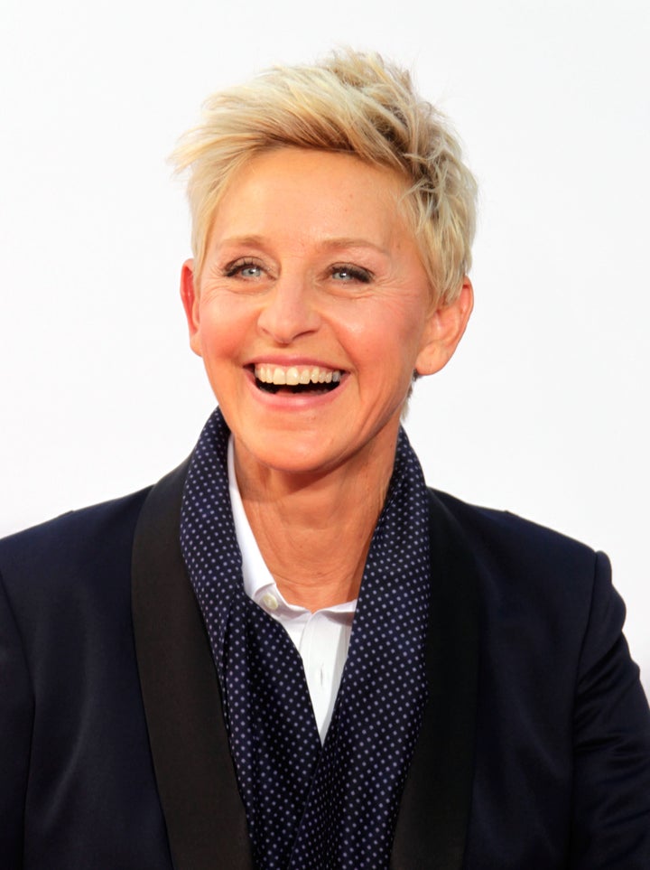 LOS ANGELES, CA - SEPTEMBER 23: TV personality Ellen Degeneres arrives at the 64th Primetime Emmy Awards at Nokia Theatre L.A. Live on September 23, 2012 in Los Angeles, California. (Photo by Jeff Vespa/WireImage)