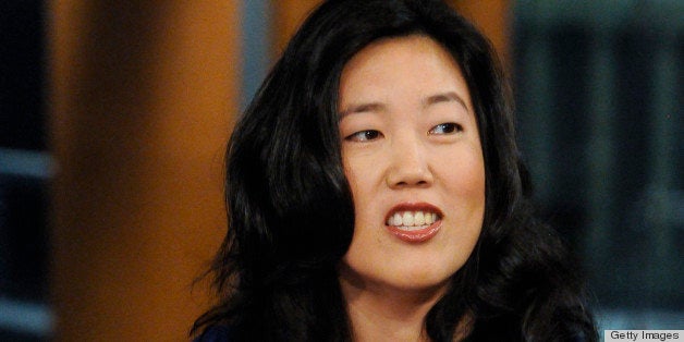 MEET THE PRESS -- Pictured: (l-r) ? Michelle Rhee, Founder & CEO, StudentsFirst, appears on 'Meet the Press' in Washington D.C., Sunday, July 22, 2012. (Photo by: William B. Plowman/NBC/NBC NewsWire via Getty Images)