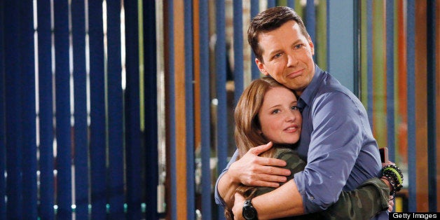 SEAN SAVES THE WORLD -- Pilot -- Pictured: (l-r) Samantha Isler as Ellie, Sean Hayes as Sean -- (Photo by: Vivian Zink/NBC/NBCU Photo Bank via Getty Images)