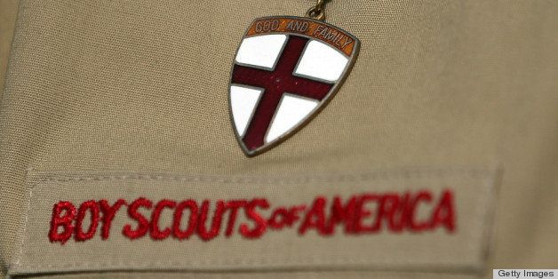 IRVING, TX - FEBRUARY 04: A detial view of a Boy Scout uniform on February 4, 2013 in Irving, Texas. The BSA national council announced they were considering to leave the decision of inclusion of gays to the local unit level. U.S. President Barack Obama urged the organization to end a ban on gays. (Photo by Tom Pennington/Getty Images)
