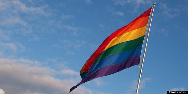 huge rainbow gay pride flag...