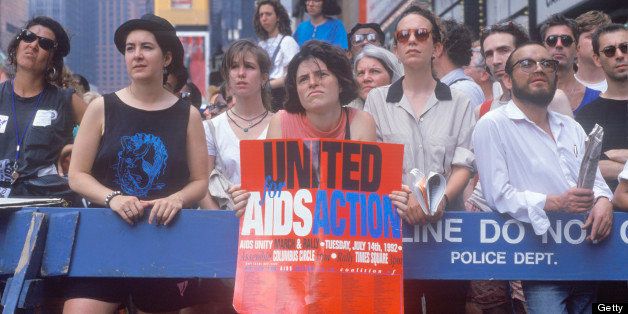 Activists participating in AIDS rally, Times Square, New York City, New York (Photo by Visions of America/UIG via Getty Images)