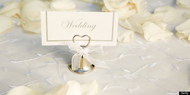 Wedding name tag and petals