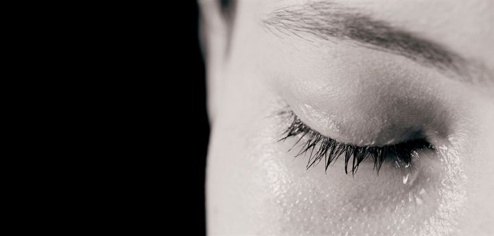 Closeup of woman crying