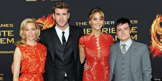 BERLIN, GERMANY - MARCH 16: (L-R) Elizabeth Banks, Liam Hemsworth, Jennifer Lawrence and Josh Hutcherson attend the Germany premiere of 'The Hunger Games' at Cinestar on March 16, 2012 in Berlin, Germany. (Photo by Target Presse Agentur Gmbh/WireImage)