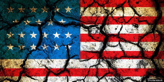 usa flag on cracked earth