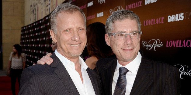 HOLLYWOOD, CA - AUGUST 05: Directors Rob Epstein (L) and Jeffrey Friedman arrive at the premiere of RADiUS-TWC's 'Lovelace' at the Egyptian Theatre on August 5, 2013 in Hollywood, California. (Photo by Kevin Winter/Getty Images)