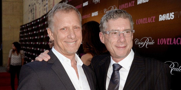 HOLLYWOOD, CA - AUGUST 05: Directors Rob Epstein (L) and Jeffrey Friedman arrive at the premiere of RADiUS-TWC's 'Lovelace'