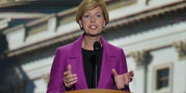 Wisconsin Congresswoman Tammy Baldwin speaks at the Time Warner Cable Arena in Charlotte, North Carolina, on September 6, 2012 on the final day of the Democratic National Convention (DNC). US President Barack Obama is expected to accept the nomination from the DNC to run for a second term as president. AFP PHOTO Stan HONDA (Photo credit should read STAN HONDA/AFP/GettyImages)