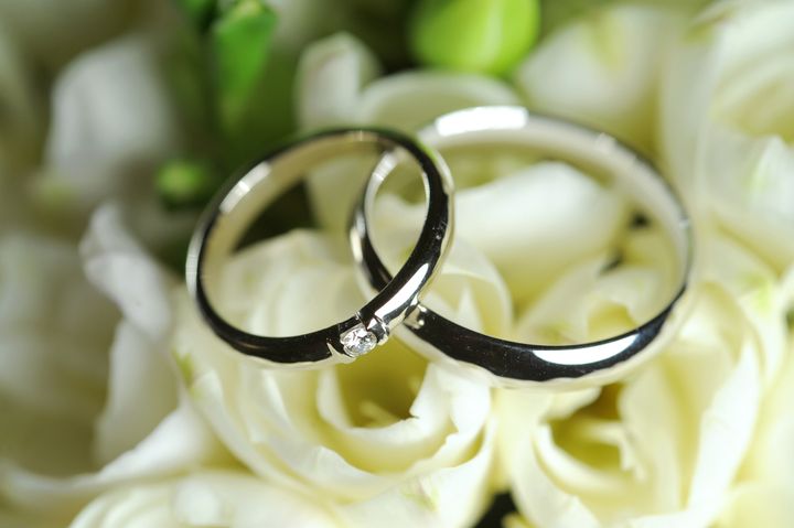 arrangement of wedding rings
