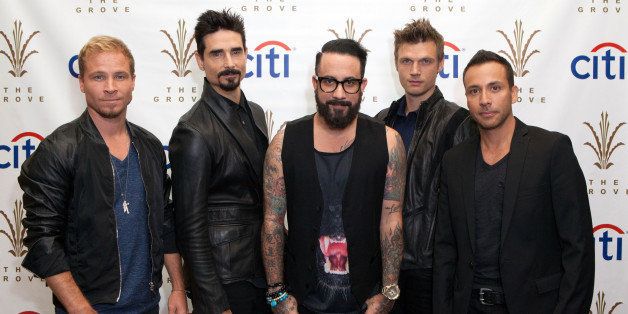 LOS ANGELES, CA - JULY 31: (L-R) Brian Littrell, Kevin Richardson, AJ McLean, Nick Carter and Howie Dorough arrive for the 2013 Grove Summer Concert Series - Backstreet Boys In Concert at The Grove on July 31, 2013 in Los Angeles, California. (Photo by Gabriel Olsen/FilmMagic)