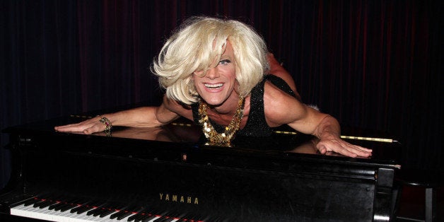 NEW YORK, NY - FEBRUARY 23: David Drake as 'Tawny Heatherton' poses backstage at the musical play 'My Tawny Valentine' Off-Broadway at The Laurie Beechman Theatre on February 23, 2012 in New York City. (Photo by Bruce Glikas/FilmMagic)