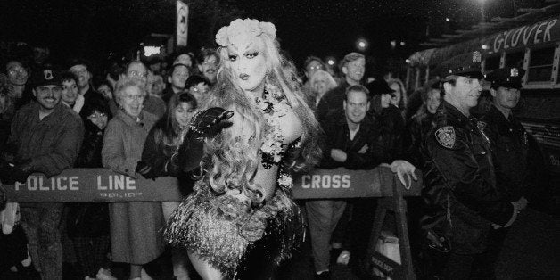 UNITED STATES - OCTOBER 31: Parade participant marches down Sixth Ave. during the Greenwich Village Halloween Parade., (Photo by Gerald Herbert/NY Daily News Archive via Getty Images)