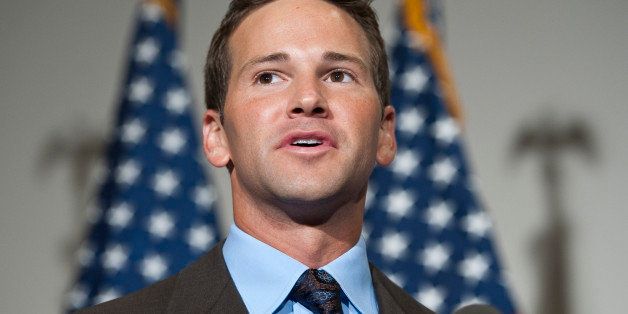 UNITED STATES - JULY 16: Rep. Aaron Schock, R-Ill., speaks to the media following the Republicans' 'America Speaking Out' forum on job creation on Friday, July 16, 2010. (Photo By Bill Clark/Roll Call via Getty Images)