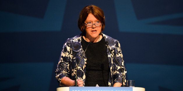 Maria Miller, Secretary of State for Culture, Media and Sport, addresses the annual Conservative Party Conference in Manchester, north-west England, on October 1, 2013. AFP PHOTO / PAUL ELLIS (Photo credit should read PAUL ELLIS/AFP/Getty Images)