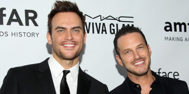 LOS ANGELES, CA - DECEMBER 12: Actor Cheyenne Jackson (L) and Jason Landau attend the 2013 amfAR Inspiration Gala Los Angeles at Milk Studios on December 12, 2013 in Los Angeles, California. (Photo by Mike Windle/Getty Images)