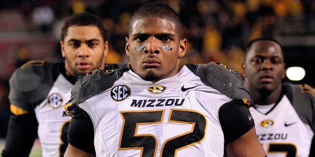 OXFORD, MS - NOVEMBER 23: Michael Sam #52 of the Missouri Tigers participates in pregame activities prior to a game against the Ole Miss Rebels at Vaught-Hemingway Stadium on November 23, 2013 in Oxford, Mississippi. Missouri defeated Ole Miss 24-10. (Photo by Stacy Revere/Getty Images)