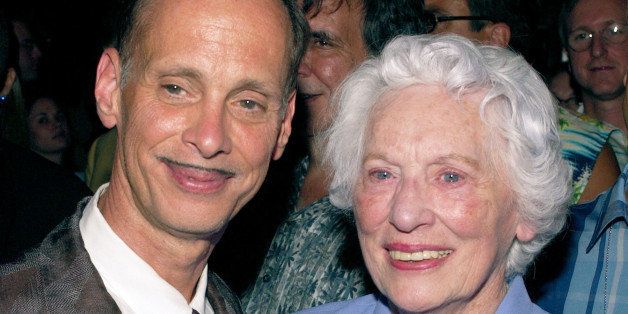 NEW YORK-AUGUST 15: Director John Waters and his mother arrive at the Roseland Ballroom for the Broadway musical Hairspray opening night after party August 15, 2002, in New York City. The musical is based on the 1988 film of the same name. (Photo by Lawrence Lucier/Getty Images)