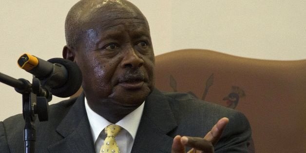 Ugandas President H.E Yoweri Museveni speaks after he signed the Anti-Homosexuality Bill on February 24, 2014 in Entebbe. The