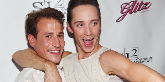 NEW YORK, NY - JULY 07: (L-R) Victor Weir-Voronov and husband Johnny Weir-Voronov attend their Official Birthday Party at Ma