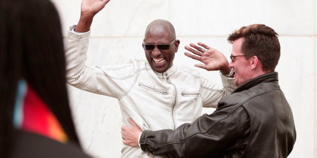 PONTIAC, MI - MARCH 22: Roland Smith (L) and Paul Mattson (R) of Farmington Hills, MI., get married at the Oakland County Co
