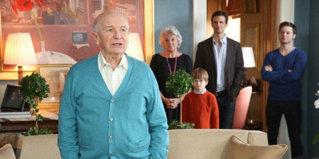 NEW YORK, NY - MARCH 13: Playwright Terrence McNally speaks as members of the cast Tyne Daly, Grayson Taylor, Frederick Weller and Bobby Steggert look on at the 'Mothers And Sons' press preview at the San Remo on March 13, 2014 in New York City. (Photo by Rob Kim/Getty Images)