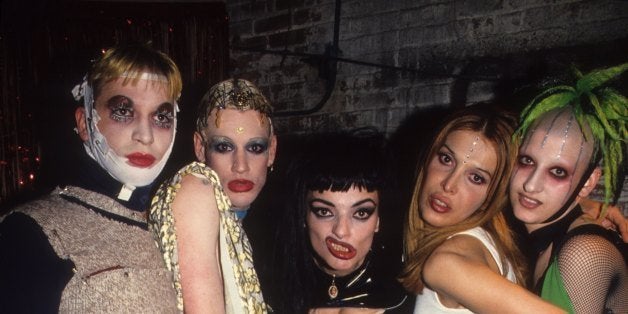 Club kids and denizens (from left:) Michael Alig, Richie Rich, Nina Hagen, Sophia Lamar and Genetalia attend New Year's eve f