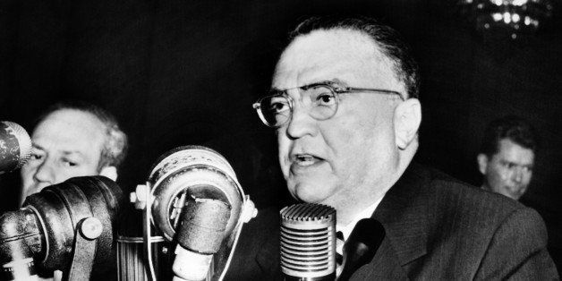 John Edgar Hoover, Director of the Federal Bureau of Investigation (FBI) of the United States, gives a speech during a testimony before the senate internal security committee, on November 17, 1953, in Washington. (Photo credit should read BOB MULLIGAN/AFP/Getty Images)