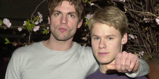 386869 11: Actors Gale Harold, left, and Randy Harrison pose for photographers during a party for the Showtime television sho