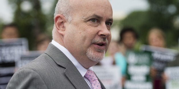 US Congressman Mark Pocan, D-WI, speaks during a news conference with activists opposed to the Trans-Pacific Partnership (TPP