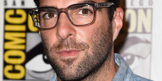 SAN DIEGO, CA - JULY 25: Actor Zachary Quinto attends the 20th Century Fox press line during Comic-Con International 2014 at