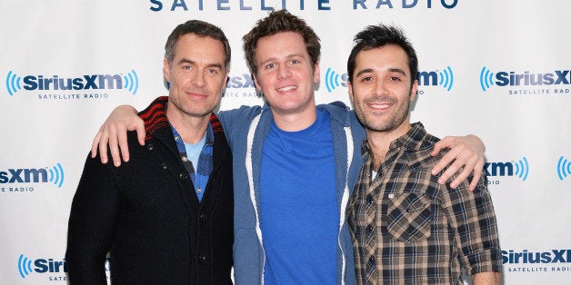 NEW YORK, NY - MARCH 06: (L-R) Actors Murray Bartlett, Jonathan Groff and Frankie J. Alvarez of HBO's 'Looking' visit Sirius