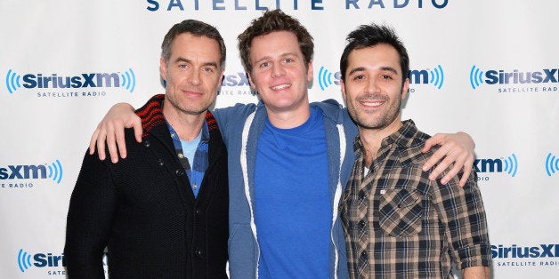 NEW YORK, NY - MARCH 06: (L-R) Actors Murray Bartlett, Jonathan Groff and Frankie J. Alvarez of HBO's 'Looking' visit SiriusXM Studios on March 6, 2014 in New York City. (Photo by Slaven Vlasic/Getty Images)